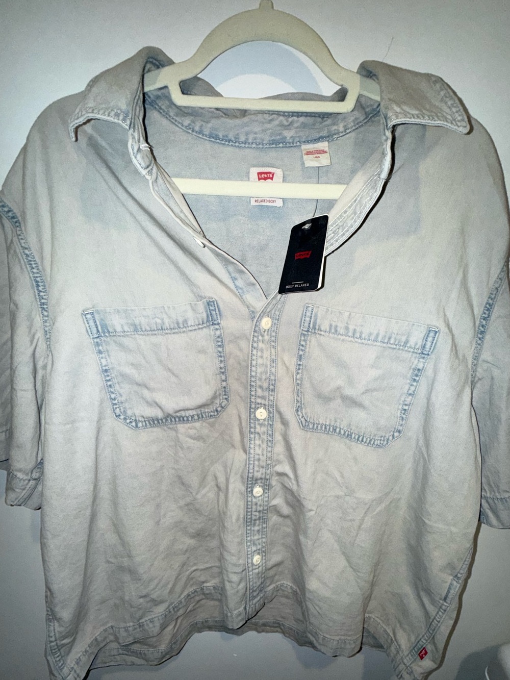 Levi's Light Blue Washed Denim Button-Down Shirt